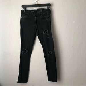 AG Adriano Goldschmeid The legging ankle super skinny black distressed jeans 26R